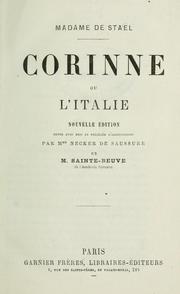 Cover of: Corinne, ou, L'Italie by Madame de Staël