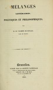 Cover of: Oeuvres de M. de Bonald
