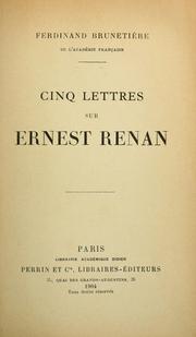 Cover of: Cinq lettres sur Ernest Renan