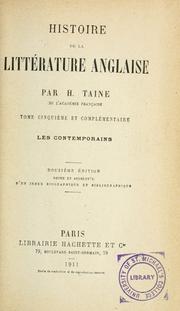 Cover of: Histoire de la littérature anglaise by Hippolyte Taine