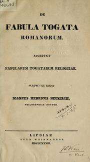 Cover of: De fabula togata Romanorum: accedunt Fabularum togatarum reliquiae