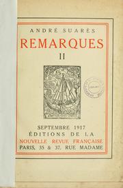 Cover of: Remarques