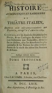 Cover of: Histoire anecdotique et raisonnée du Théâtre italien by Jean Auguste Julien known as Desboulmiers