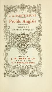 Cover of: Profils anglais by Charles Augustin Sainte-Beuve