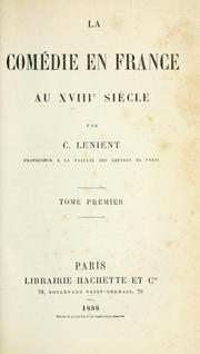 Cover of: La comédie en France au 18e siècle