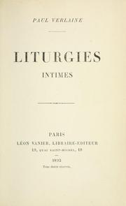 Cover of: Liturgies intimes