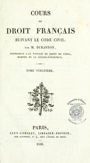 Cover of: Cours de droit français by A. Duranton