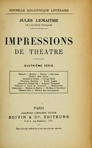 Cover of: Impressions de théâtre by Jules Lemaître