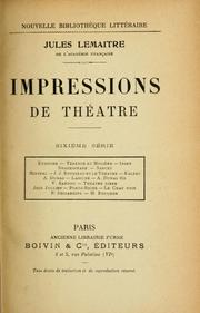 Cover of: Impressions de théâtre