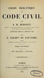 Cover of: Cours analytique de Code civil