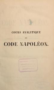 Cover of: Cours analytique de Code civil