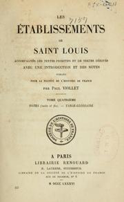 Cover of: Les établissements de Saint Louis