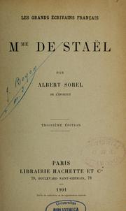 Cover of: Mme de Staël