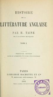 Cover of: Histoire de la littérature anglaise by Hippolyte Taine