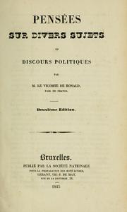 Cover of: Oeuvres de M. de Bonald