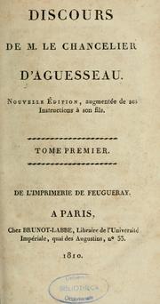 Cover of: Discours de M. le chancelier d'Aguesseau