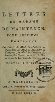 Cover of: Lettres de Madame de Maintenon...