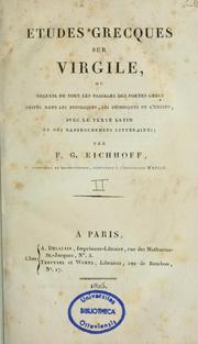Cover of: Études grecques sur Virgile by Frédéric Gustave Eichhoff