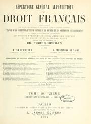 Cover of: Répertoire général alphabétique du droit français ...