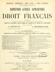 Cover of: Répertoire général alphabétique du droit français ... by Edouard Louis Paul Fuzier-Herman