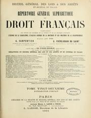 Cover of: Répertoire général alphabétique du droit français ...