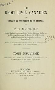 Cover of: Le droit civil canadien by P. B. Mignault