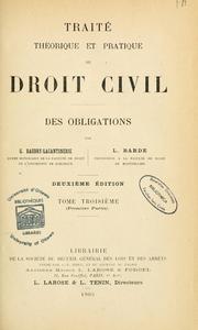 Cover of: Traité théorique et pratique de droit civil by Gabriel Baudry-Lacantinerie