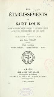 Cover of: Les établissements de Saint Louis