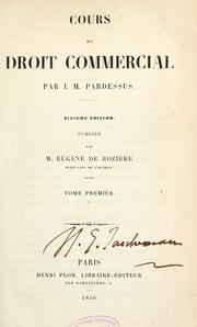 Cover of: Cours de droit commercial by Jean Marie Pardessus