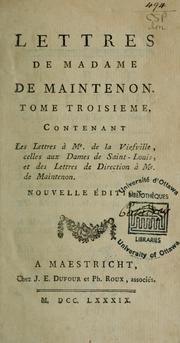 Cover of: Lettres de Madame de Maintenon...