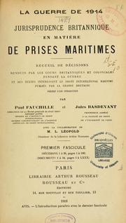 Cover of: Jurisprudence britannique en matière de prises maritimes...