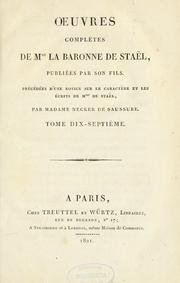 Cover of: Oeuvres complètes de Mme la baronne de Staël