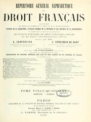 Cover of: Répertoire général alphabétique du droit français ... by Edouard Louis Paul Fuzier-Herman