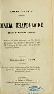 Cover of: Maria Chapdelaine: récit du canada français