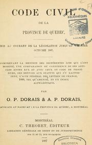 Cover of: Code civil de la province de Québec...