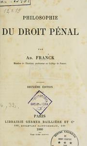 Cover of: Philosophie du droit pénal