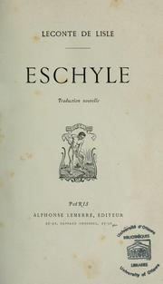 Cover of: Eschyle \ by Eschyle