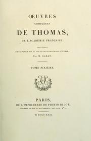 Cover of: Oeuvres complètes de Thomas
