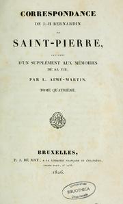 Cover of: Correspondance by Bernardin de Saint-Pierre