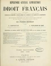 Cover of: Répertoire général alphabétique du droit français ... by Edouard Louis Paul Fuzier-Herman