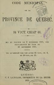 Cover of: Code municipal de la province de Québec