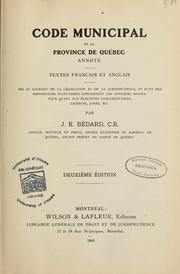 Cover of: Code municipal de la province de Québec annoté