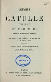 Cover of: Oeuvres de Catulle, Tibulle et Properce