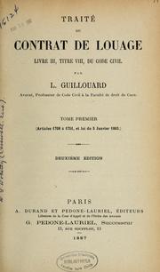 Cover of: Traité du contrat de louage by Louis Vincent Guillouard