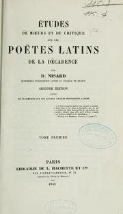 Cover of: Études de mœurs et de critique sur les poètes latins de la décadence