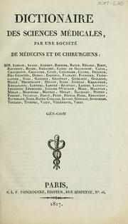Cover of: Dictionnaire des sciences médicales