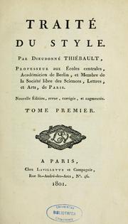 Cover of: Traité du style by Dieudonné Thiébault