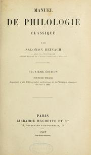 Cover of: Manuel de philologie classique
