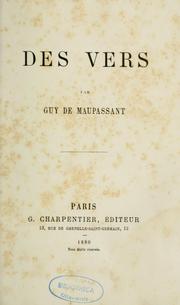 Cover of: Des Vers by Guy de Maupassant