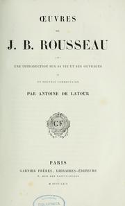 Cover of: Oeuvres by Jean-Baptiste Rousseau, Jean-Baptiste Rousseau